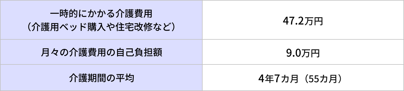 介護費用の詳細な内訳表